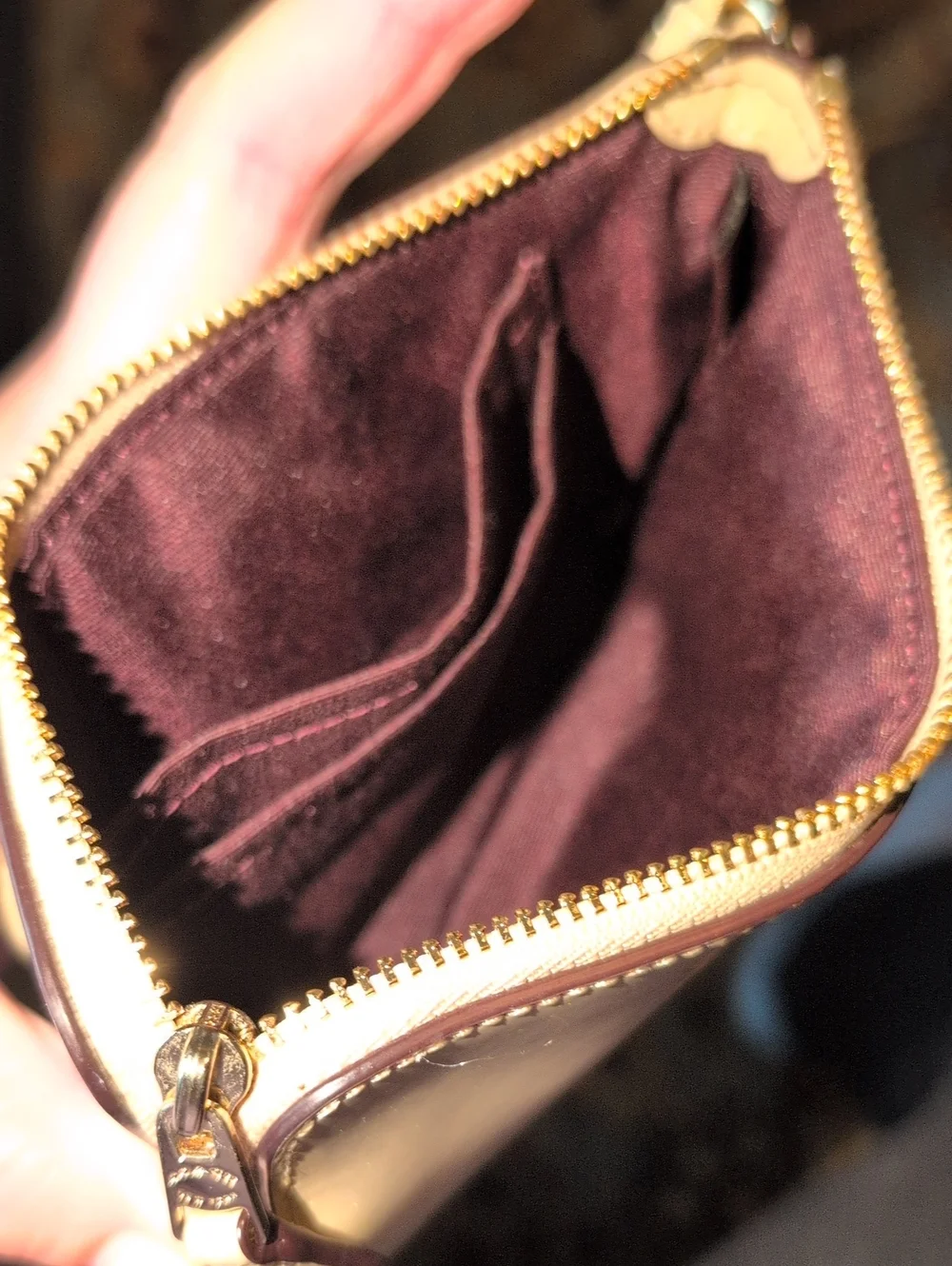 Coach Patent Wristlet in Light Beige with Gold Hardware NWOT